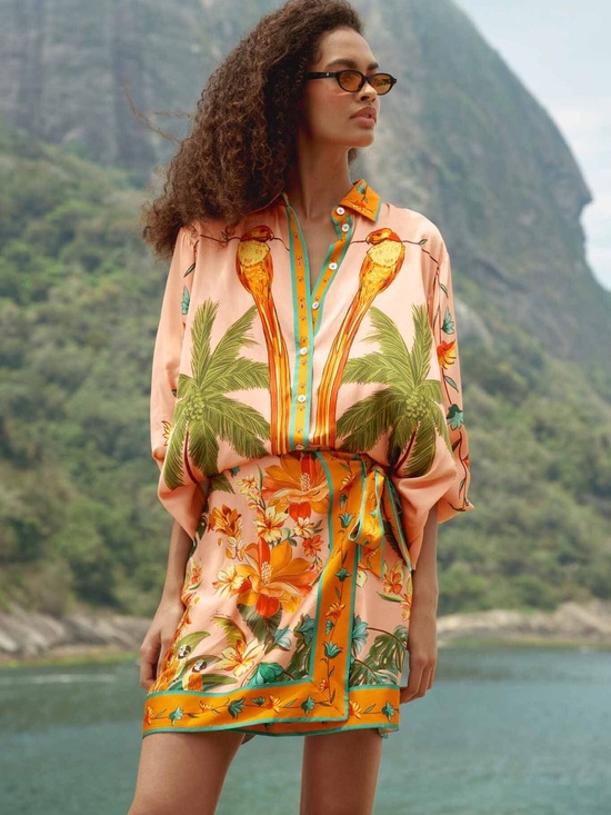 FARM Rio Dresses & Skirts - Farm Rio Birds Mini Wrap Skirt Canto Dos Passaros tropical vibrant colorful